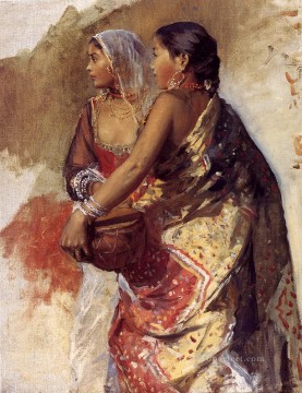 two boys singing Painting - Sketch Two Nautch Girls Arabian Edwin Lord Weeks